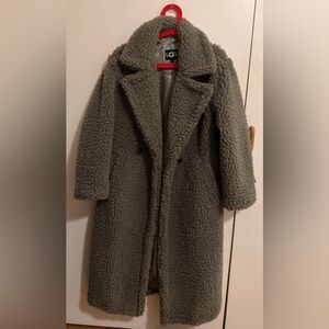 UGG Dark Olive Sherpa Teddy Coat